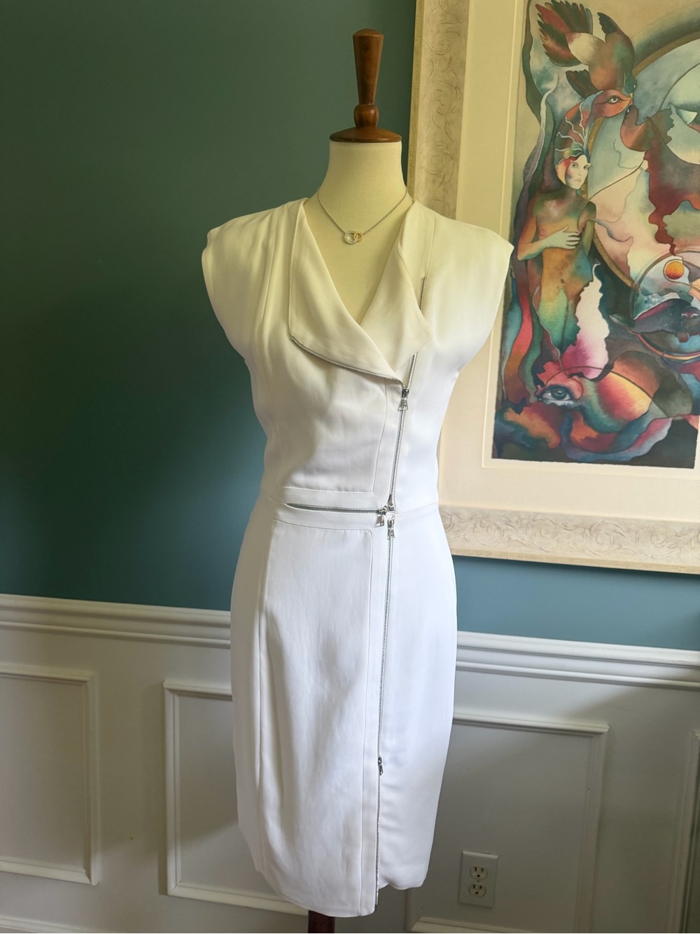 Porsche Design White Zip-Front Shift Dress